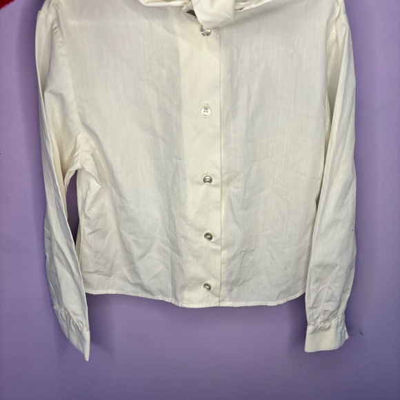 VINTAGE SEARS WHITE BUTTON UP BOW ACCENT L/S SHIRT GIRLS SIZE 7 - Picture 5 of 6